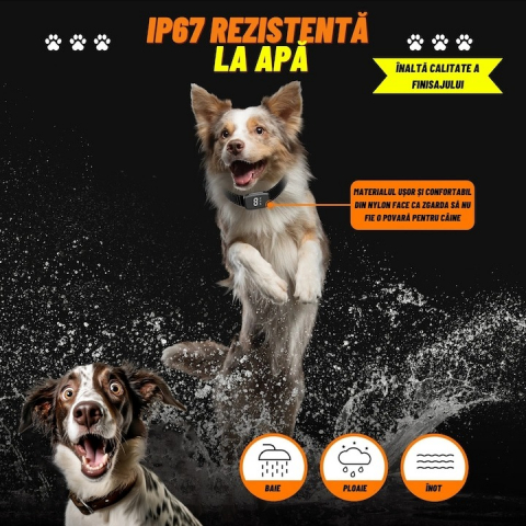 Zgarda electrica antilatrat , ajustabila, utila pentru dresajul cainilor, rezistenta la apa, diverse functii [4]