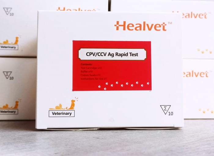 Kit 10 teste pentru detectarea Coronavirusului Canin (CCV-Ag ) si a Parvovirusului canin (CPV )   HEALVET [1]