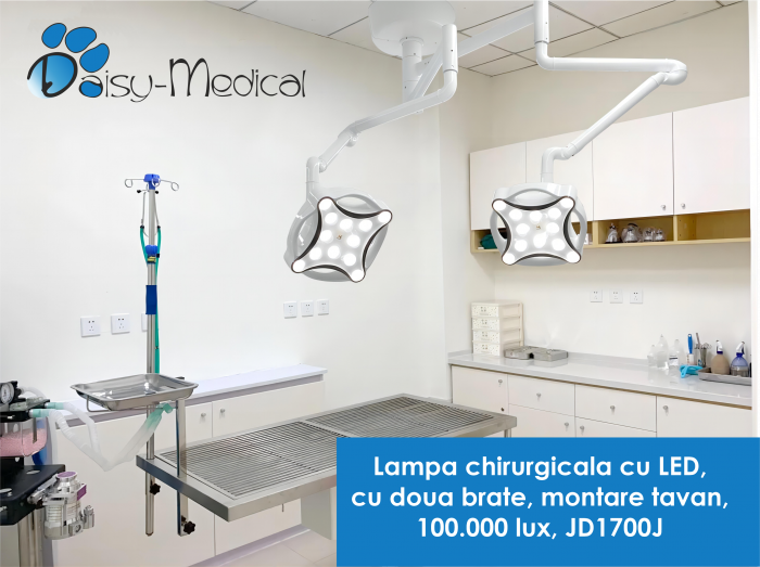 Lampa chirurgicala cu LED, cu doua brate, montare tavan, 100.000 lux, JD1700J [2]
