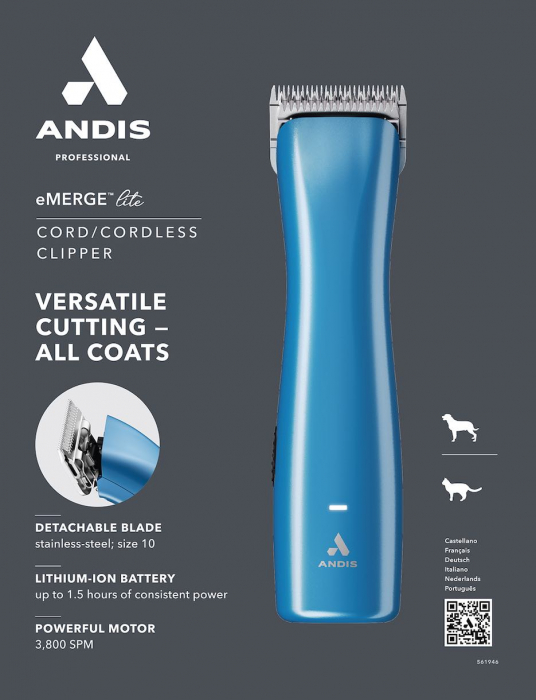 Masina de tuns profesionala, fara fir, ANDIS eMERGE LITE (cutit #10inclus) [9]