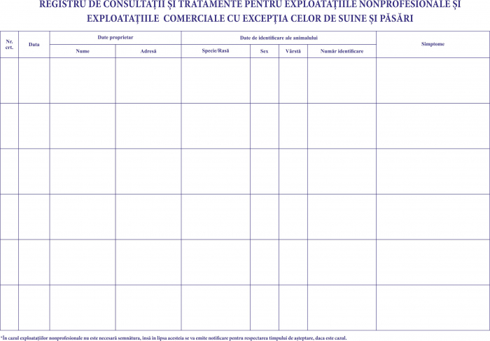 Registru de consultatii si tratamente pentru exploatatiile nonprofesionale, A4, 100 file [2]