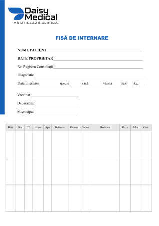 Printuri Personalizate - Fisa internare uz veterinar