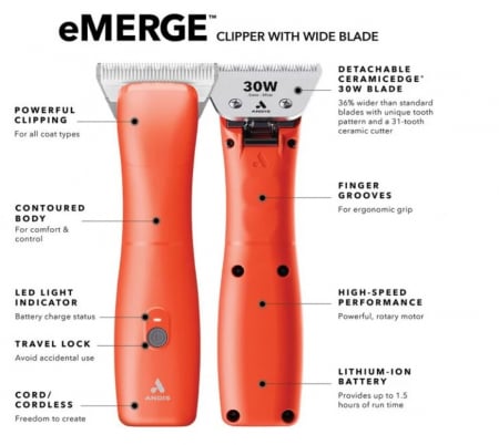 Masina de tuns profesionala, cu/fara fir, ANDIS eMERGE (cutit #30 WIDE Ceramic Edge) [1]
