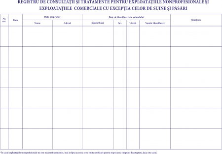 Registru de consultatii si tratamente pentru exploatatiile nonprofesionale, A4, 100 file [1]