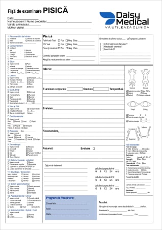 Printings - SET 100 bucati Fisa de examinare PISICA, A4