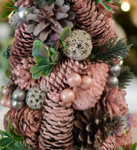 Brad decorativ conuri roz pudrat 50cm [2]