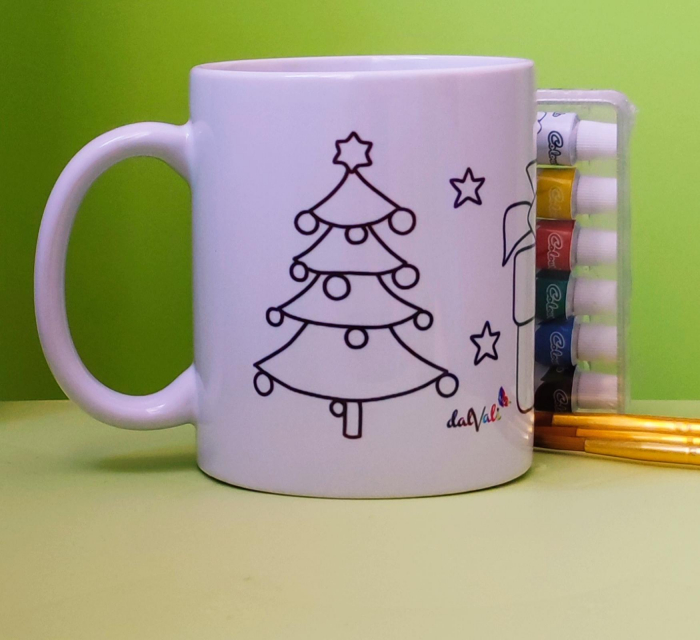 Cana de pictat + Cadou 1 set 6 culori acrilice si 1 set 3 pensule-model 2 [2]