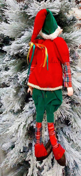 Decoratiune Craciun figurina Elf rosu-verde 60cm [2]