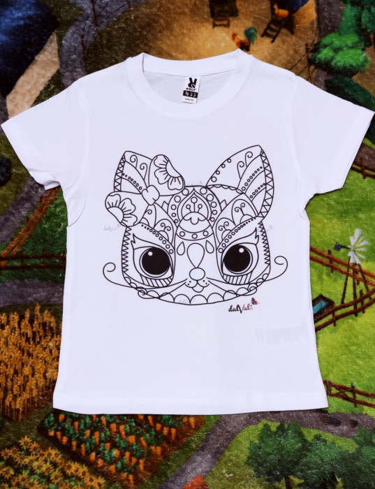 TRICOU DE COLORAT COPII MANDALA PISICA [2]