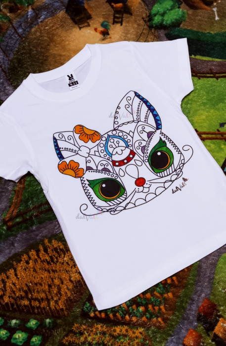 TRICOU DE COLORAT COPII MANDALA PISICA [4]