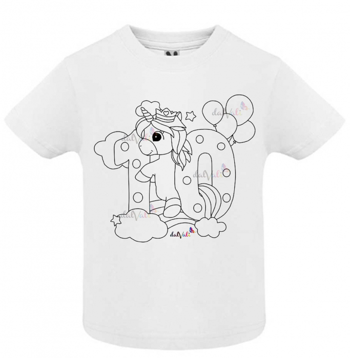 Tricou educativ de colorat 10 Ani Unicorn [1]