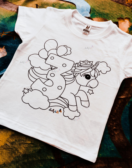 Tricou educativ de colorat 3 Ani Unicorn [1]