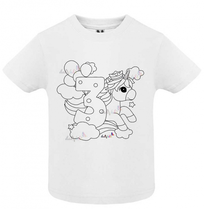 Tricou educativ de colorat 3 Ani Unicorn [2]