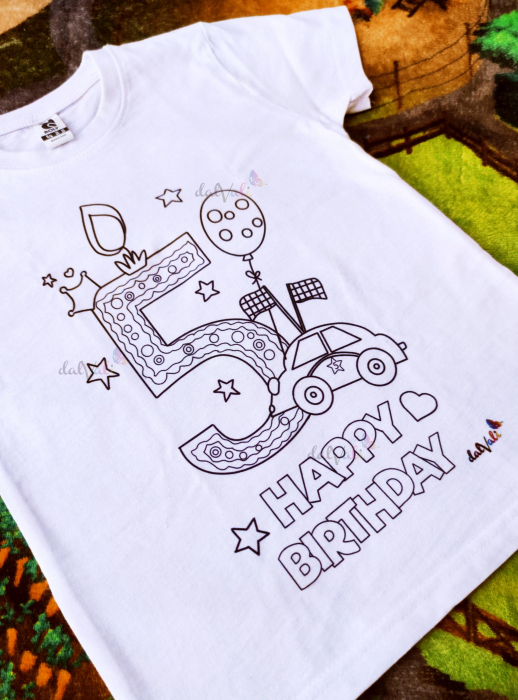 Tricou educativ de colorat 5 Ani Masinuta [2]