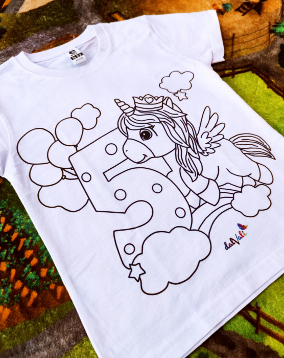 Tricou educativ de colorat 5 Ani Unicorn [3]