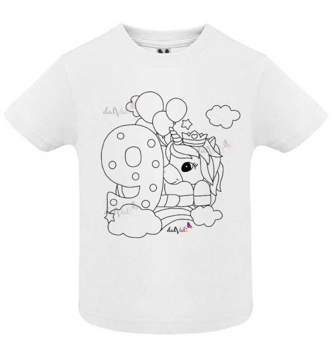 Tricou educativ de colorat 9 Ani Unicorn [1]