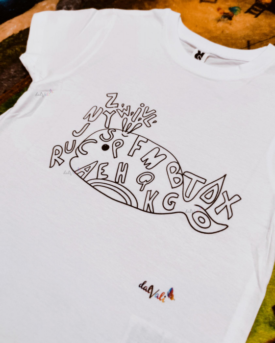 Tricou educativ de colorat - Balena alfabet [2]