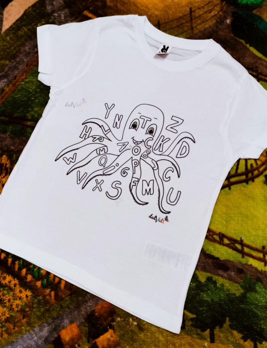 Tricou educativ de colorat - Caracatita alfabet [3]
