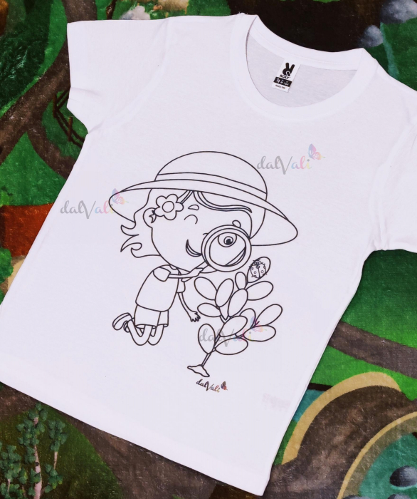 Tricou educativ de colorat Explorator/Detectiv-Fata [3]