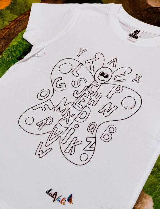Tricou educativ de colorat - Fluturele alfabet [3]
