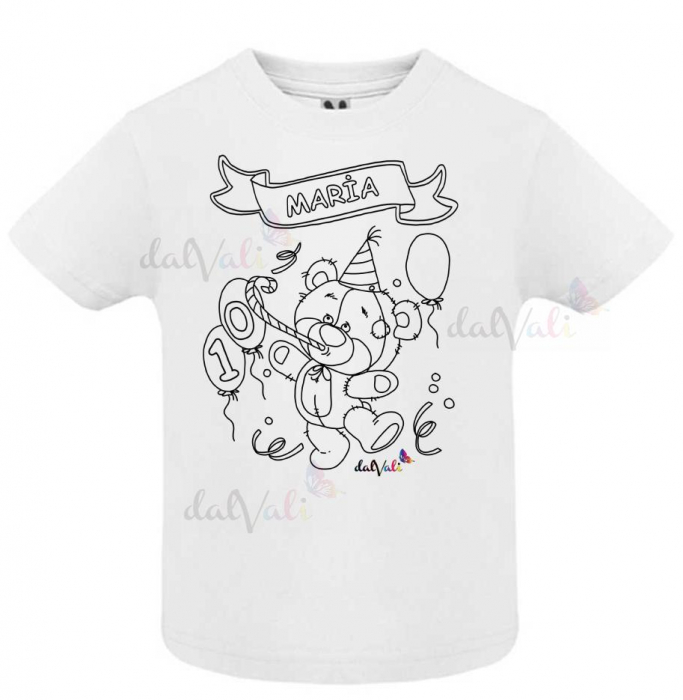 Tricou educativ de colorat personalizat ursulet aniversar [5]