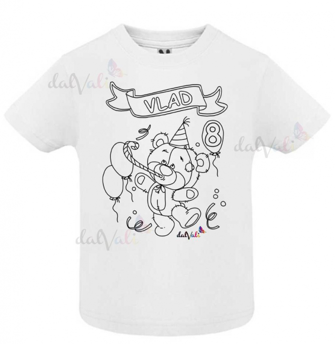 Tricou educativ de colorat personalizat ursulet aniversar [4]