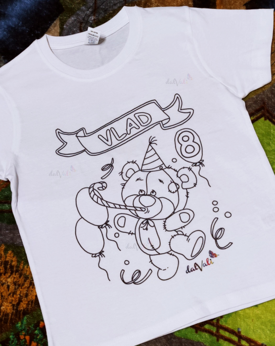 Tricou educativ de colorat personalizat ursulet aniversar [2]