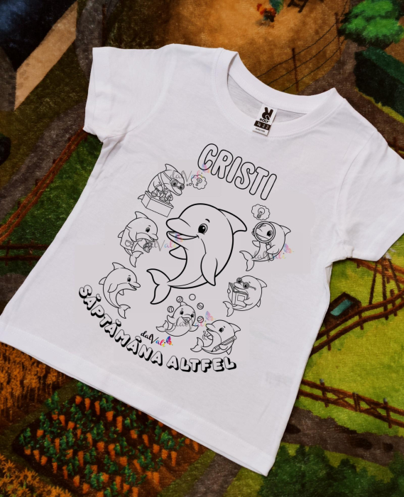 Tricou educativ de colorat Saptamana Altfel/Verde Delfin 1 [1]