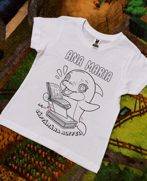 Tricou educativ de colorat Saptamana Altfel/Verde/Serbare Delfin [1]