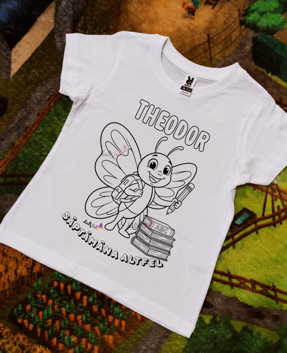Tricou educativ de colorat Saptamana Altfel/Verde/Serbare Fluturas 1 [1]