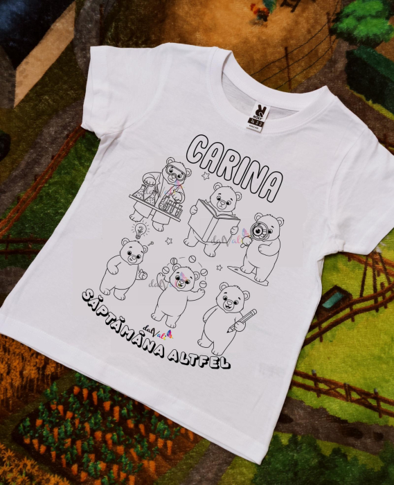 Tricou educativ de colorat Saptamana Altfel/Verde Ursulet [1]