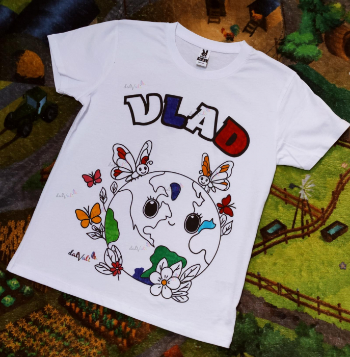 Tricou educativ de colorat Saptamana Verde - Fluturasi [2]
