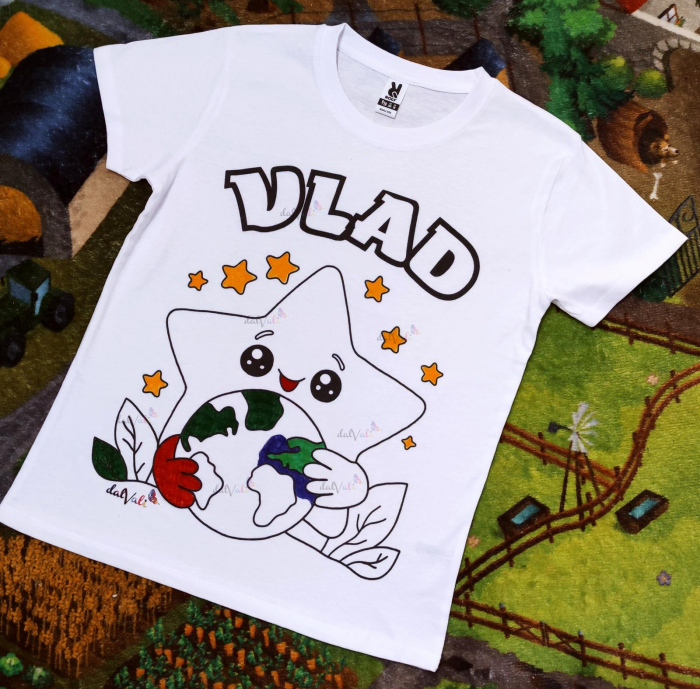 Tricou educativ de colorat Saptamana Verde - Stelute [2]
