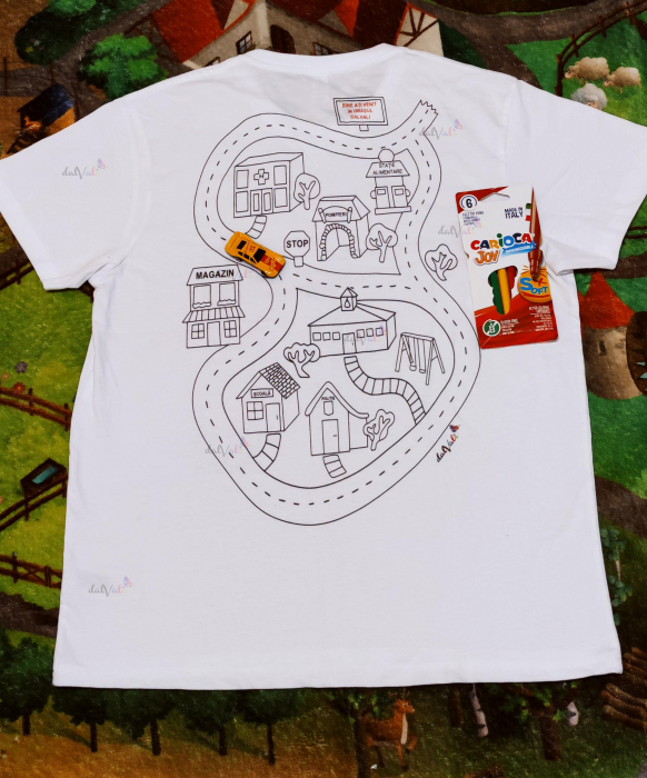 Pachet -Tricou educativ de colorat - Traseu masini [3]