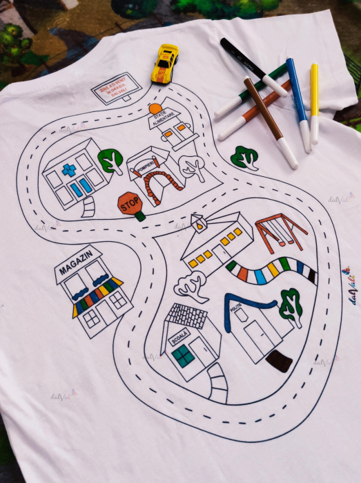 Pachet -Tricou educativ de colorat - Traseu masini [4]