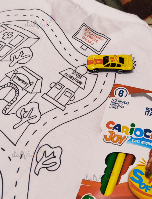 Pachet -Tricou educativ de colorat - Traseu masini [5]