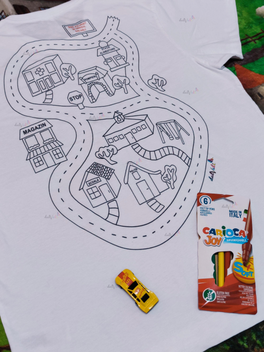 Pachet -Tricou educativ de colorat - Traseu masini [10]