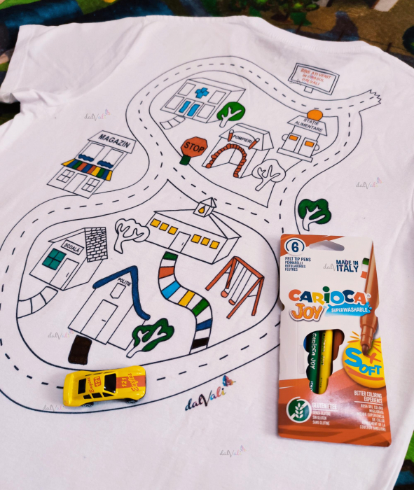 Pachet -Tricou educativ de colorat - Traseu masini [11]