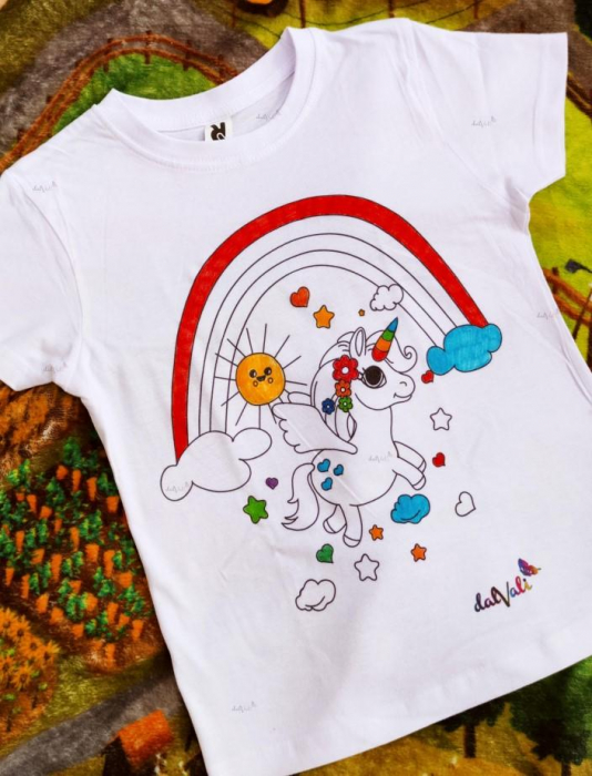 Tricou educativ de colorat - Unicorn curcubeu [3]