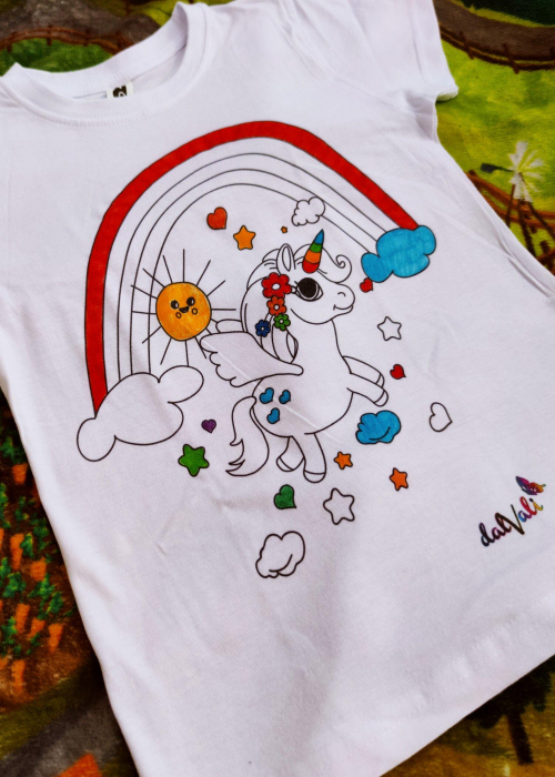 Tricou educativ de colorat - Unicorn curcubeu [1]