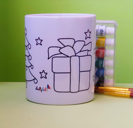 Cana de pictat + Cadou 1 set 6 culori acrilice si 1 set 3 pensule-model 2 [2]