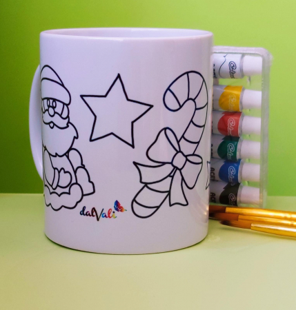 Cana de pictat + Cadou 1 set 6 culori acrilice si 1 set 3 pensule-model 1 [1]