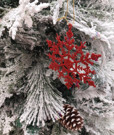 Decoratiune brad set 3 fulgi sclipici 11cm [0]