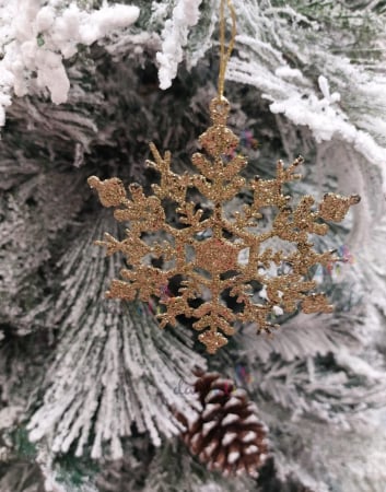 Decoratiune brad set 3 fulgi sclipici 11cm [2]