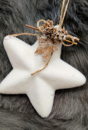 Decoratiune brad steluta alba 13cm [0]