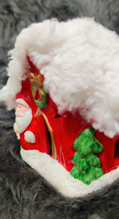 Decoratiune ceramica led luminos casuta Mos Craciun 10cm [1]