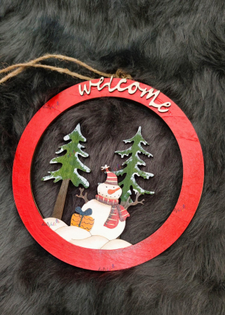 Decoratiune Craciun coronita lemn om de zapada 19cm [1]