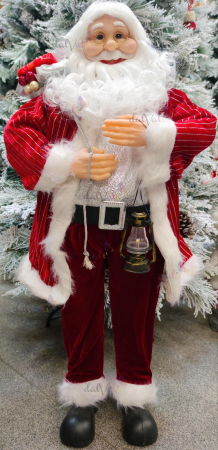 Decoratiune figurina Mos Craciun felinar 90cm [0]