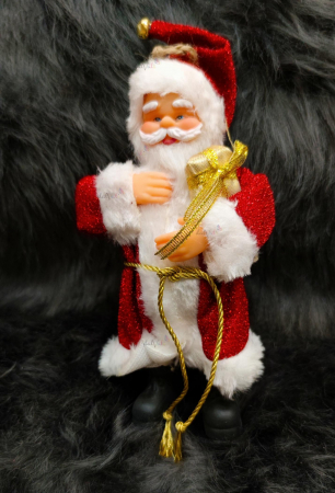 Decoratiune Mos Craciun si cadou auriu 25cm [0]