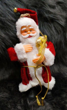 Decoratiune Mos Craciun si cadou auriu 25cm [1]